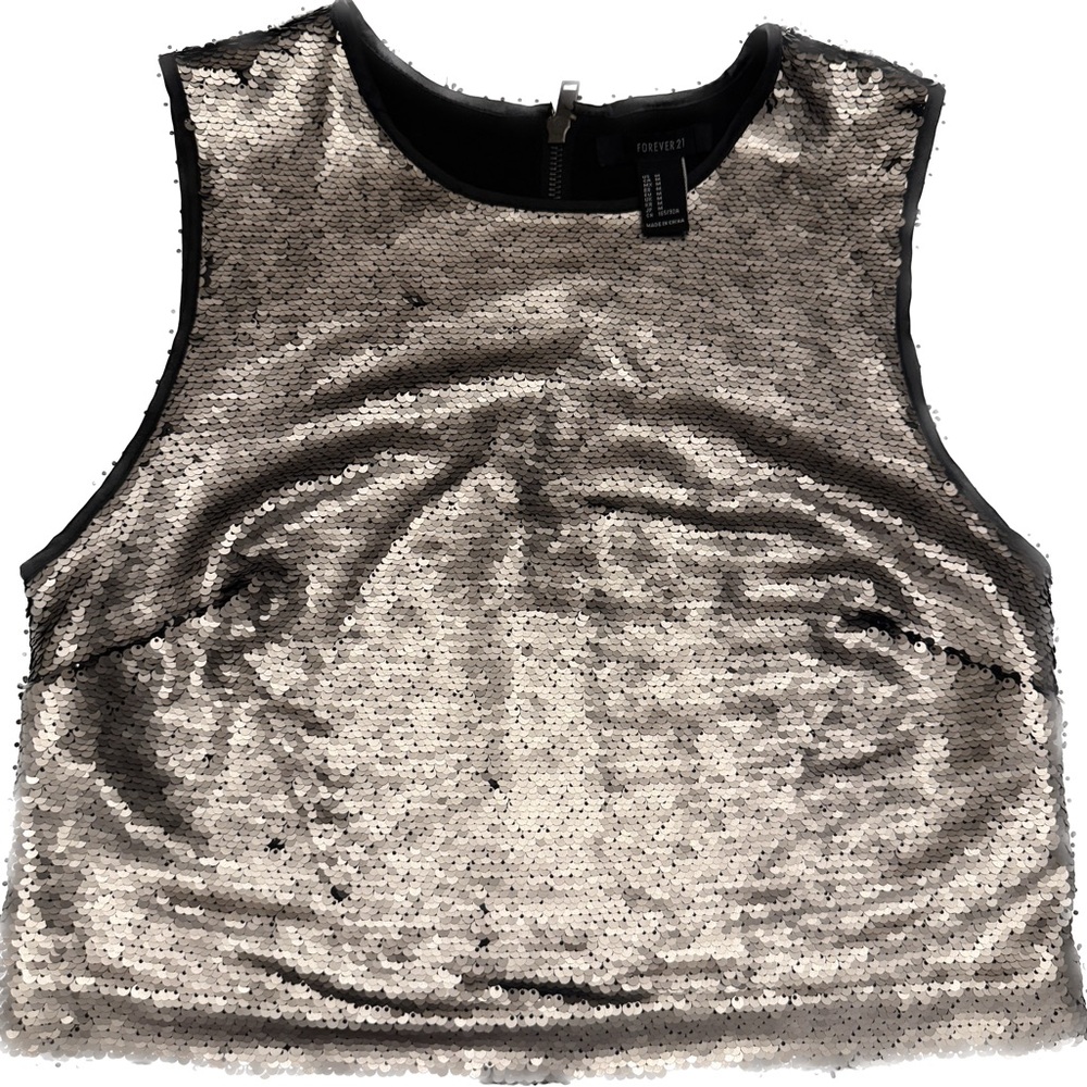 NWOT Forever 21 Silver Reversible Sequin Tank Top